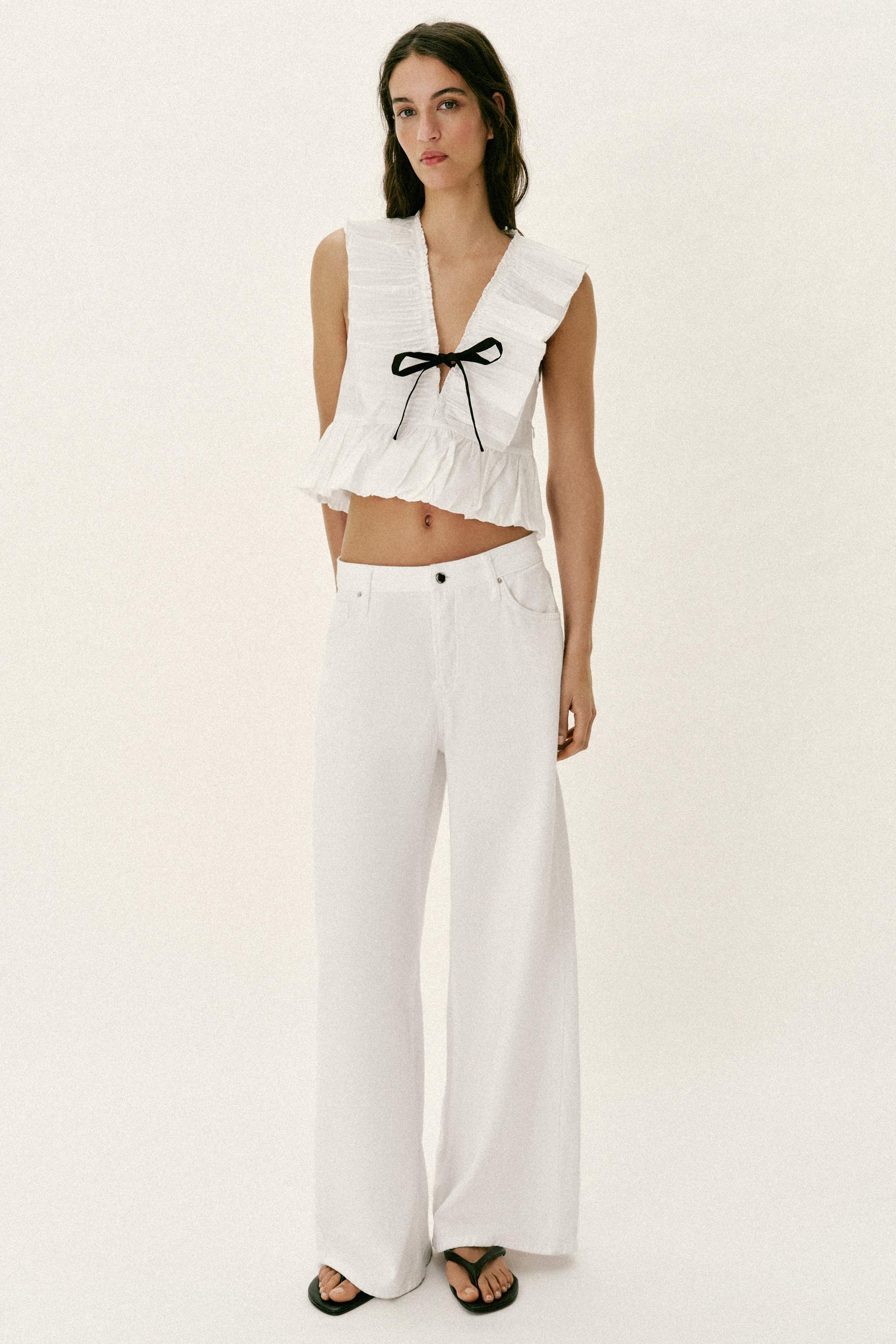 PLEATED RUFFLE BOW TOP